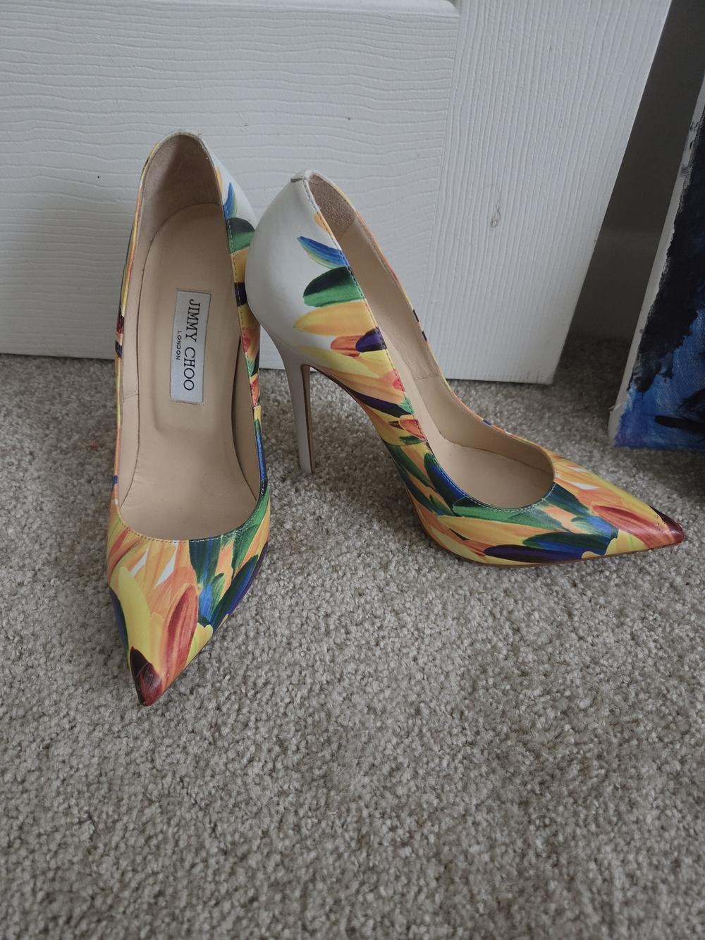 Jimmy Choo Multicolor Floral Pointed-Toe Stiletto Pumps